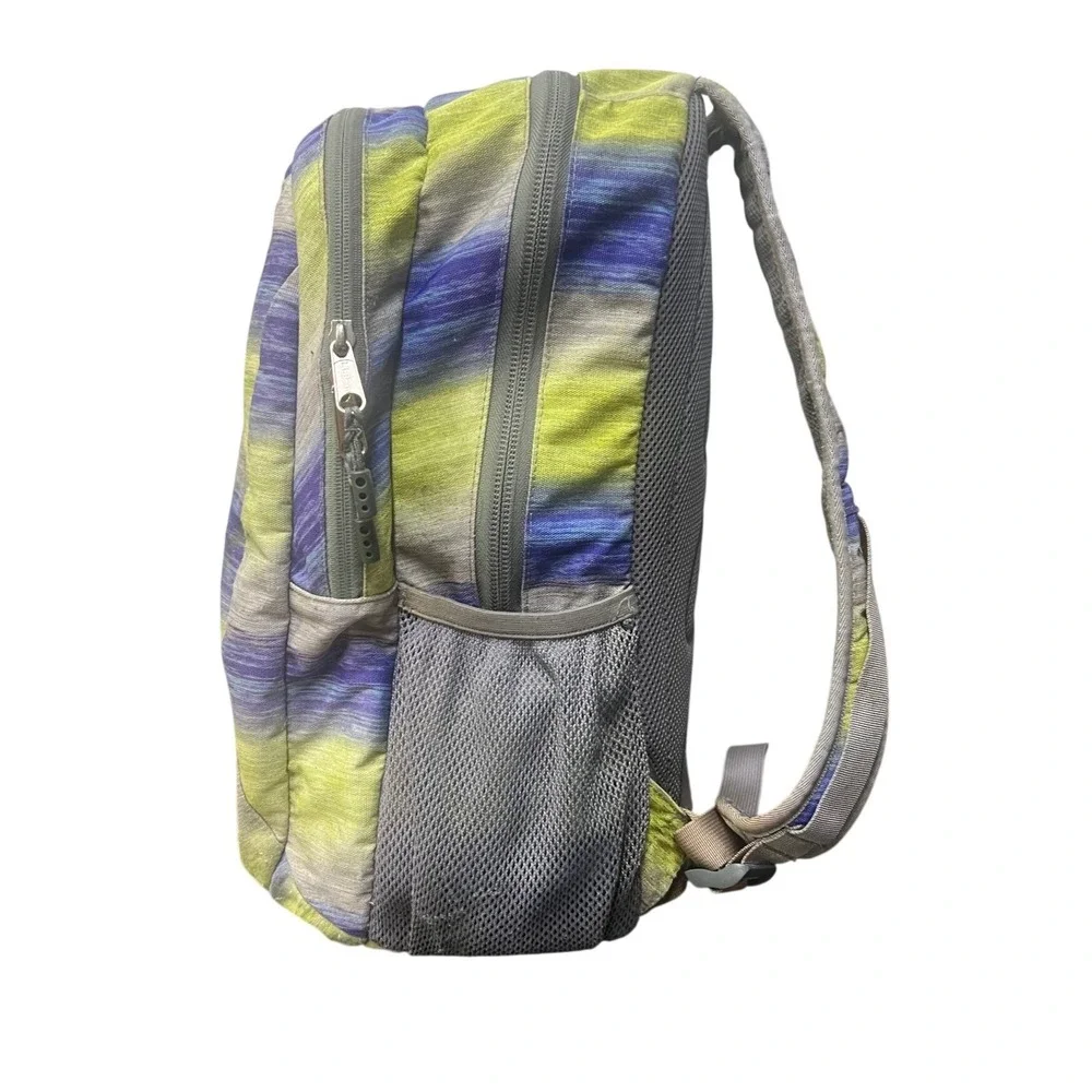 LL Bean Backpack Blue Green Space‎ Dye Stripe Multi Compartment School Travel